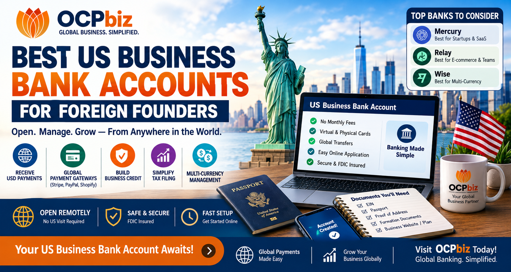 Best USA Business Bank Accounts for Foreign Founders