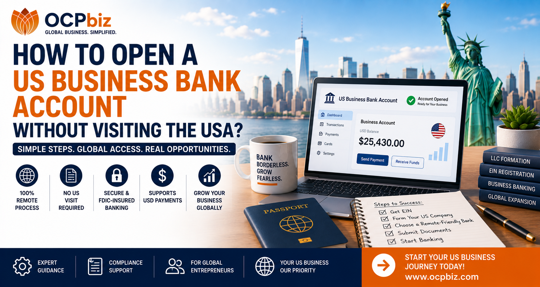 How to Open a US Business Bank Account Without Visiting the USA?